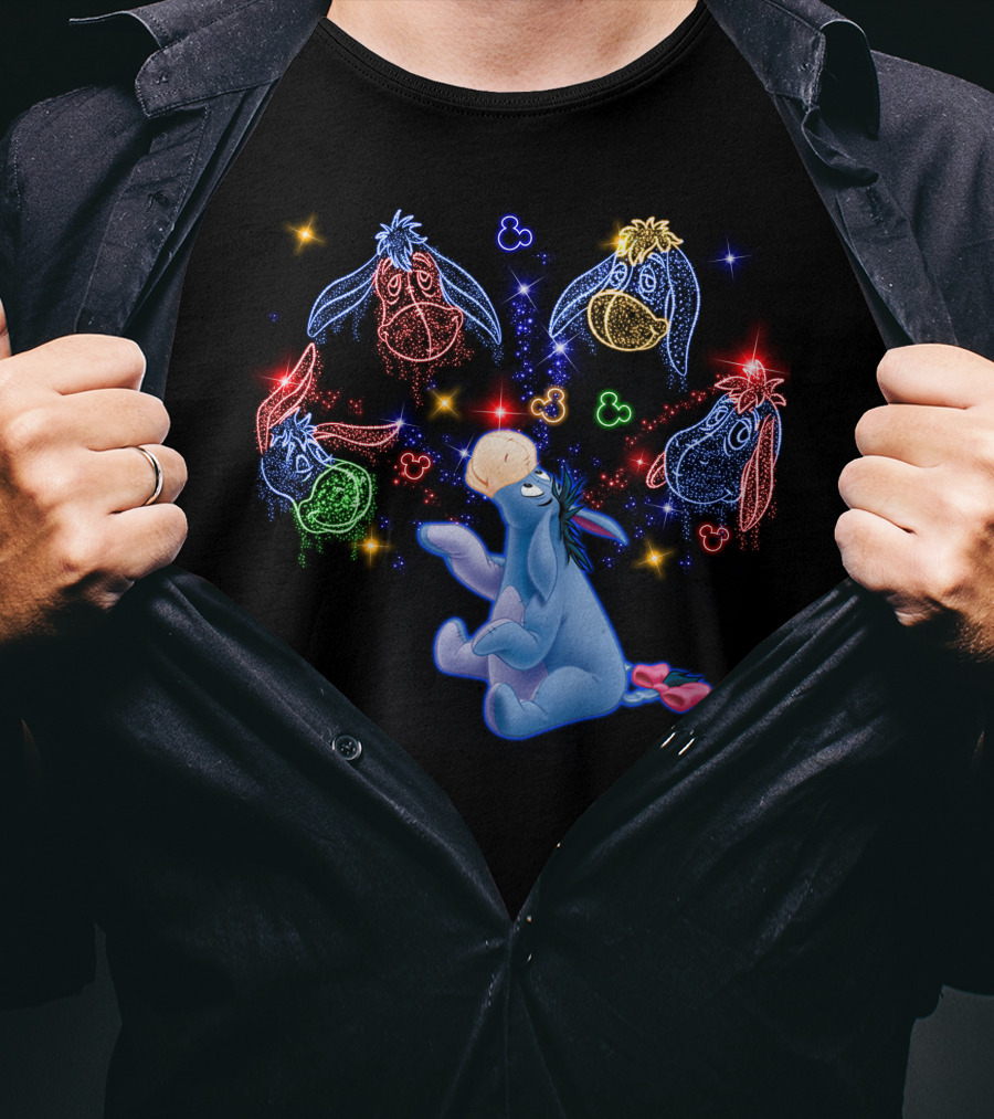 Eeyore Neon Disney Character Magic With Mickey Mouse Heads T-Shirt