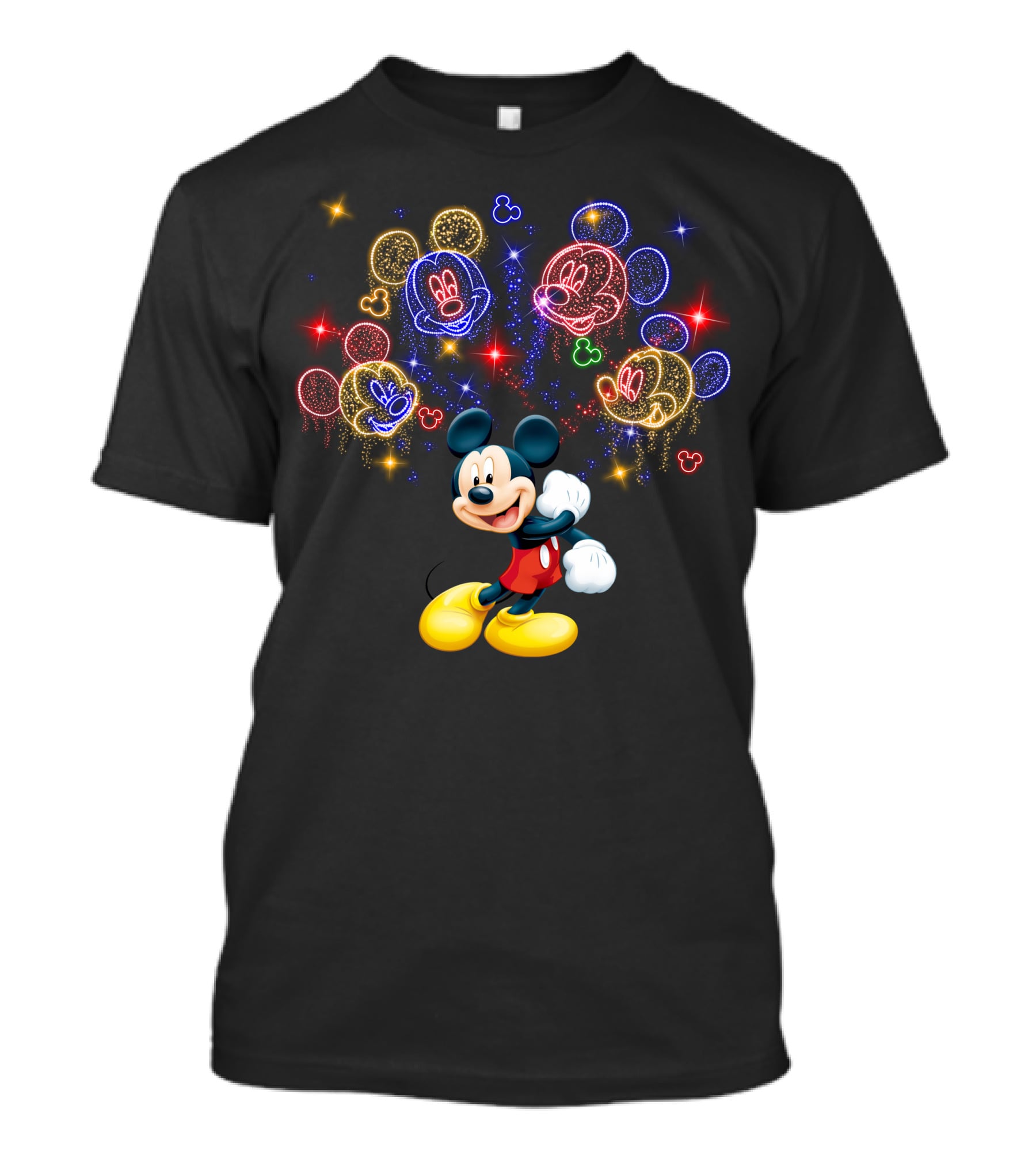 Mickey Mouse Neon Fireworks Celebration T-Shirt