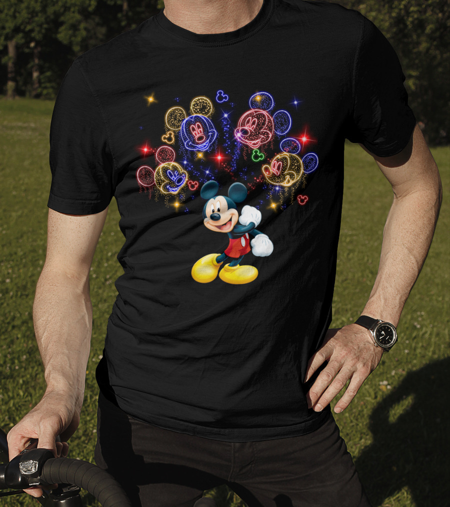 Mickey Mouse Neon Fireworks Celebration T-Shirt