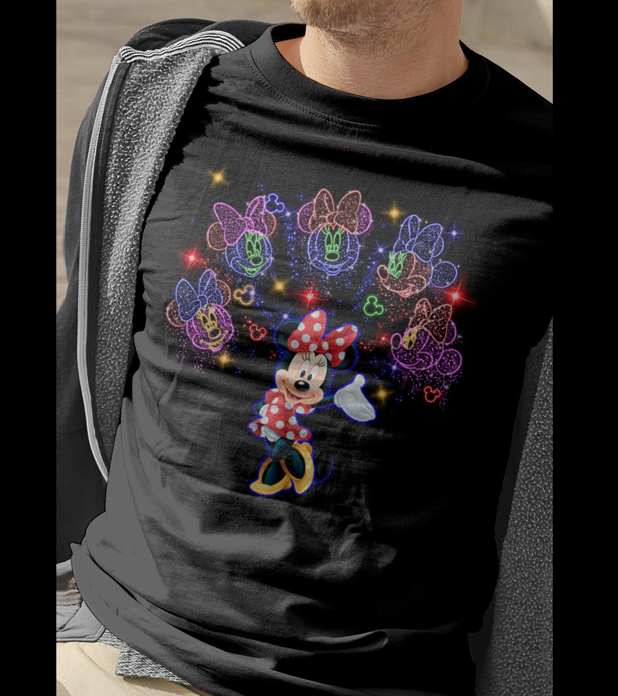 Disney Minnie Mouse Colorful Neon Lights Magic T-Shirt