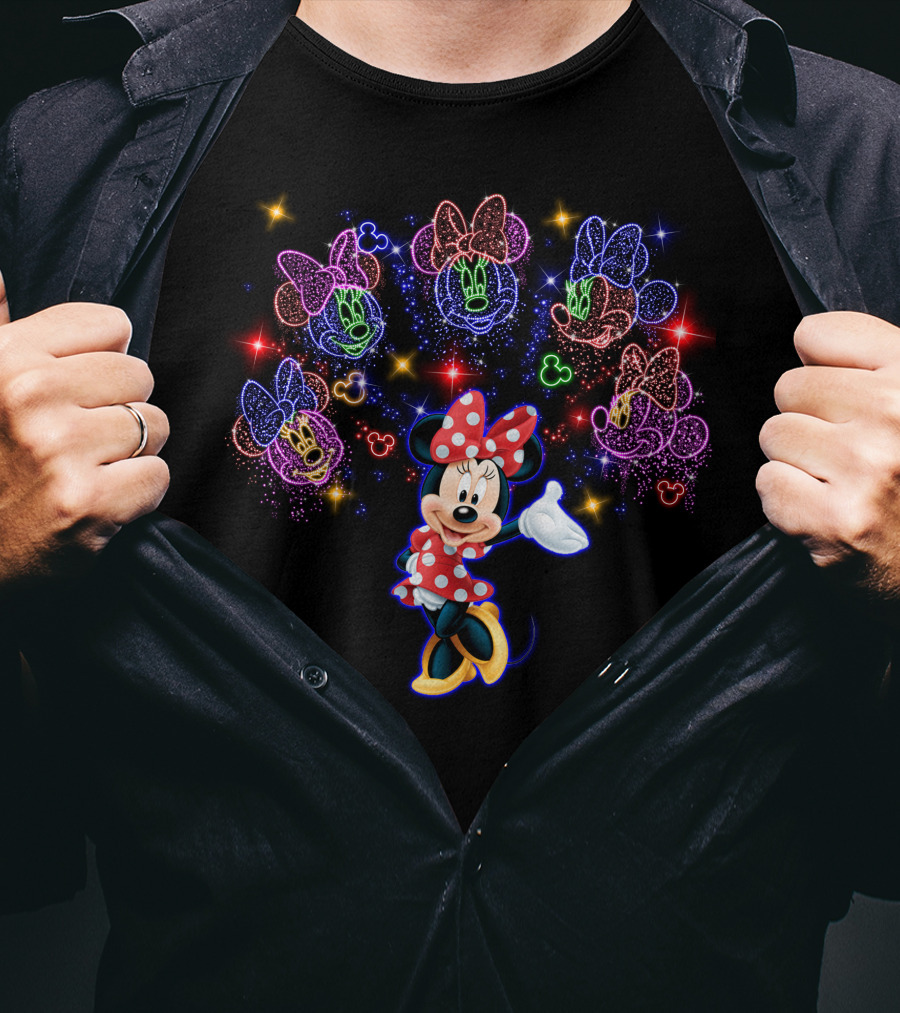 Disney Minnie Mouse Colorful Neon Lights Magic T-Shirt
