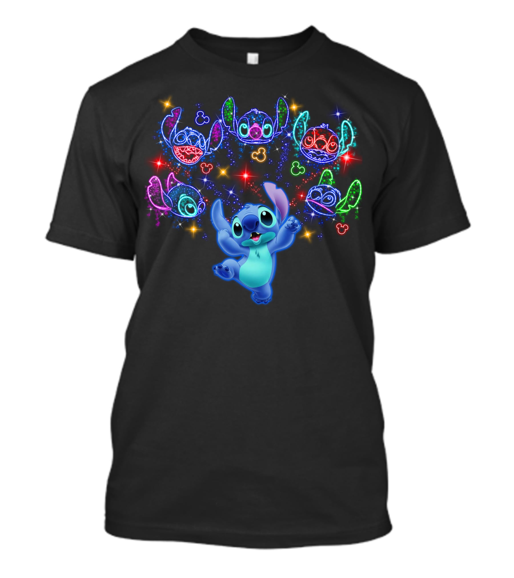 Stitch Luminous Neon Faces With Disney Mickey Mouse T-Shirt