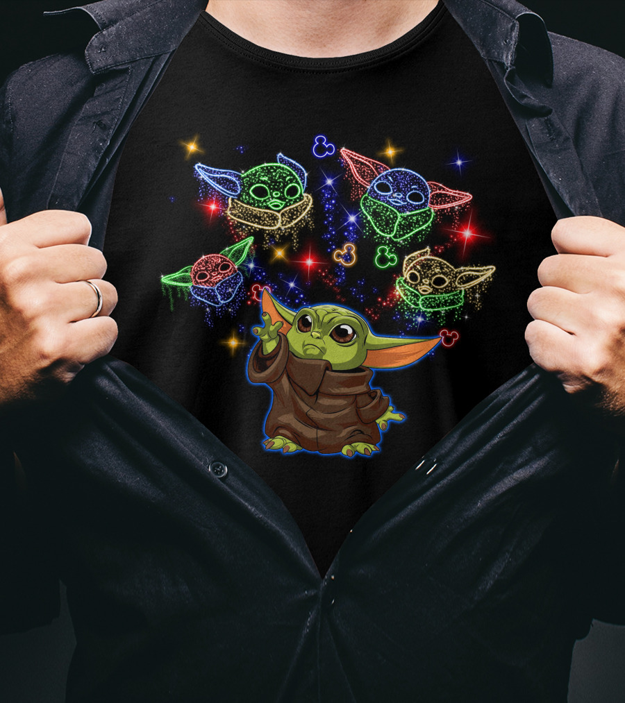 Baby Yoda Colorful Sparkling Ears Magic T-Shirt