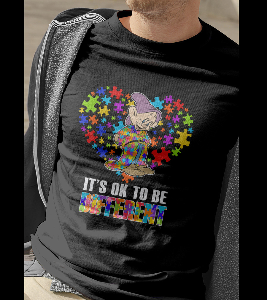 It's Ok To Be Different Dopey Puzzle Heart T-Shirt