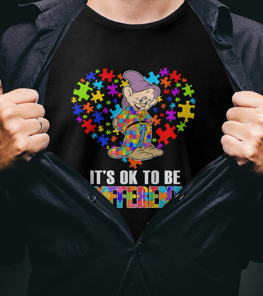 It's Ok To Be Different Dopey Puzzle Heart T-Shirt