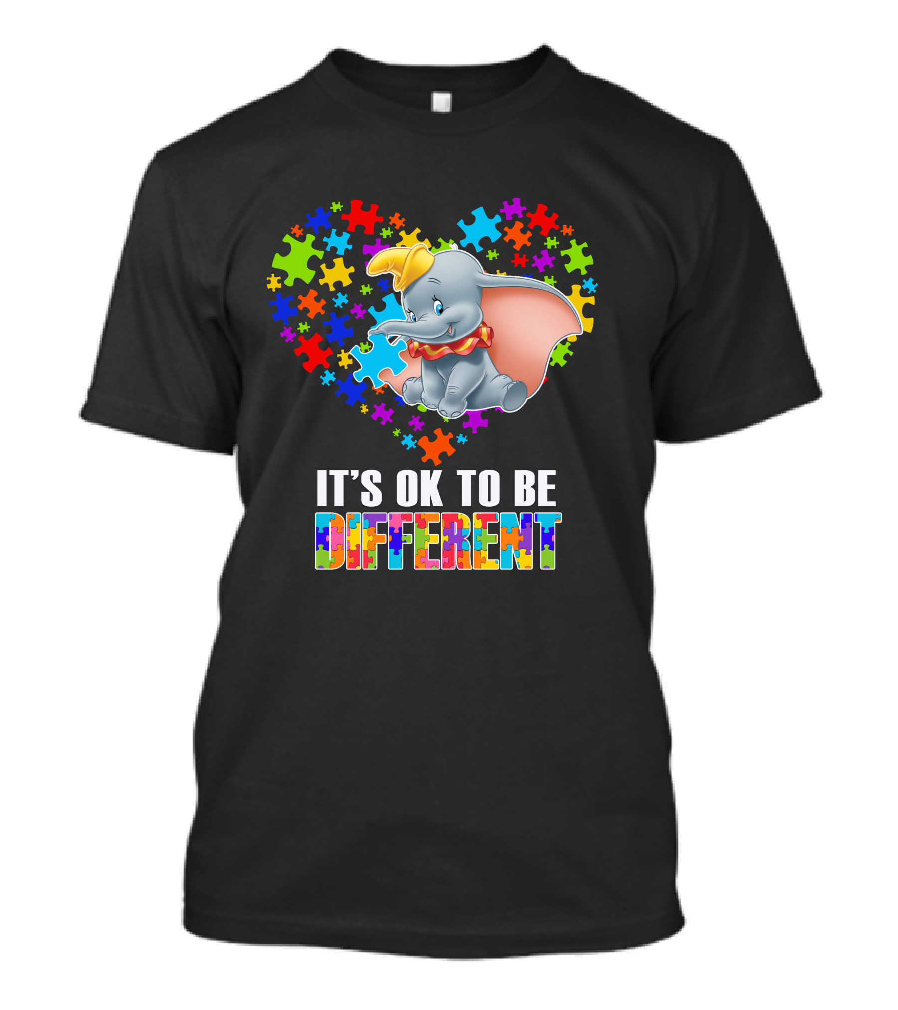 It's Ok To Be Different Dumbo Puzzle Heart T-Shirt