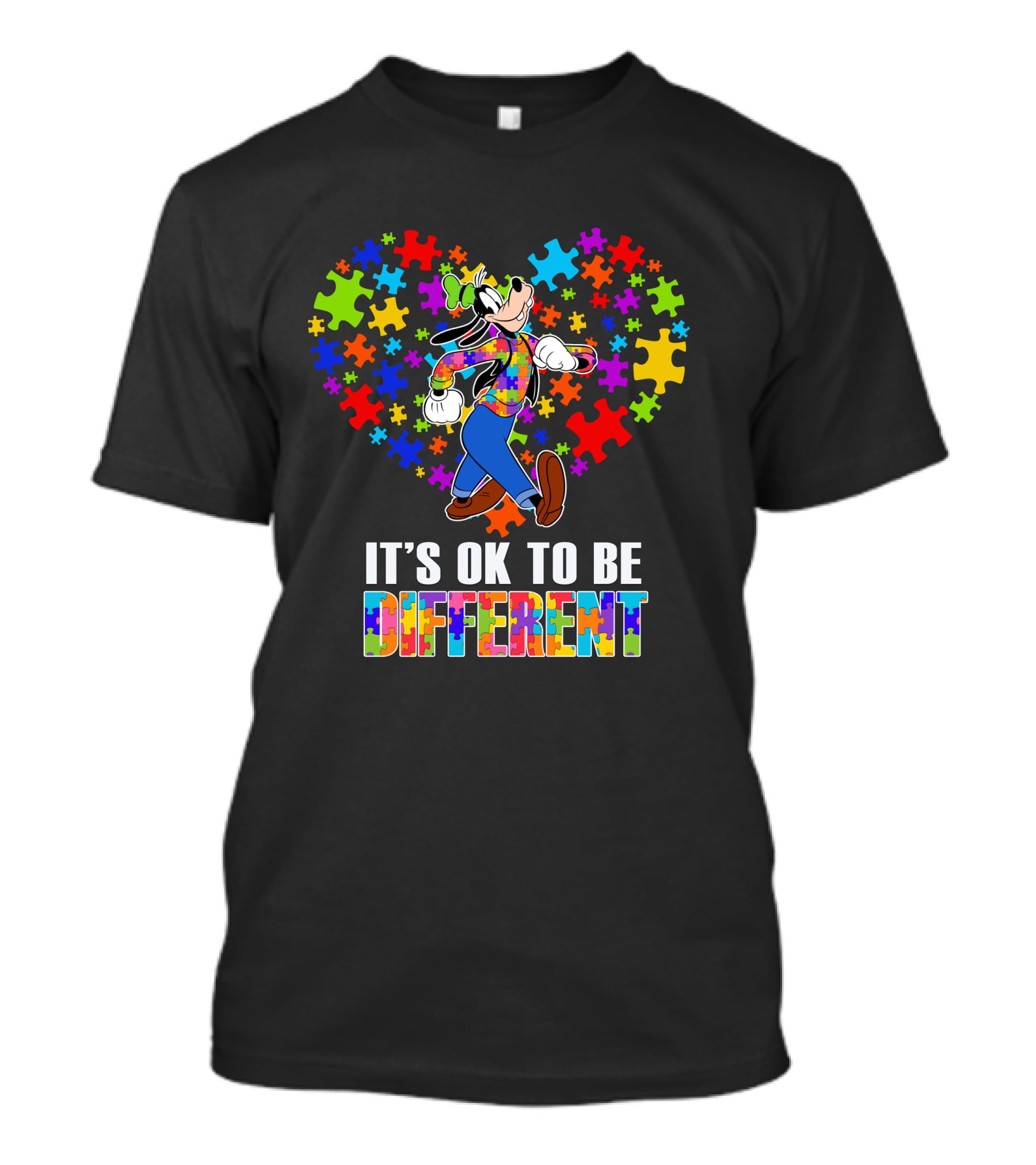 It's Ok To Be Different Goofy Puzzle Heart T-Shirt