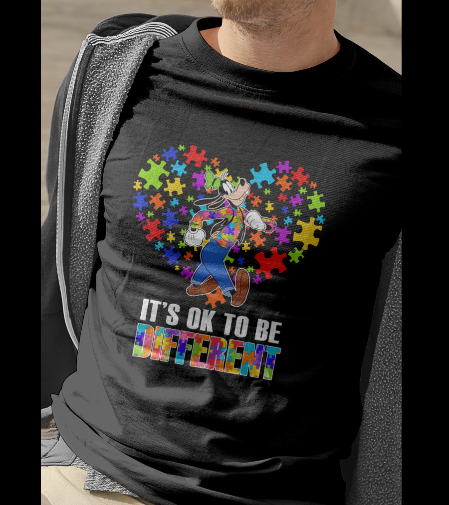 It's Ok To Be Different Goofy Puzzle Heart T-Shirt