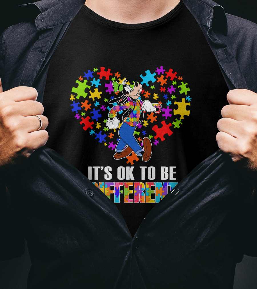It's Ok To Be Different Goofy Puzzle Heart T-Shirt