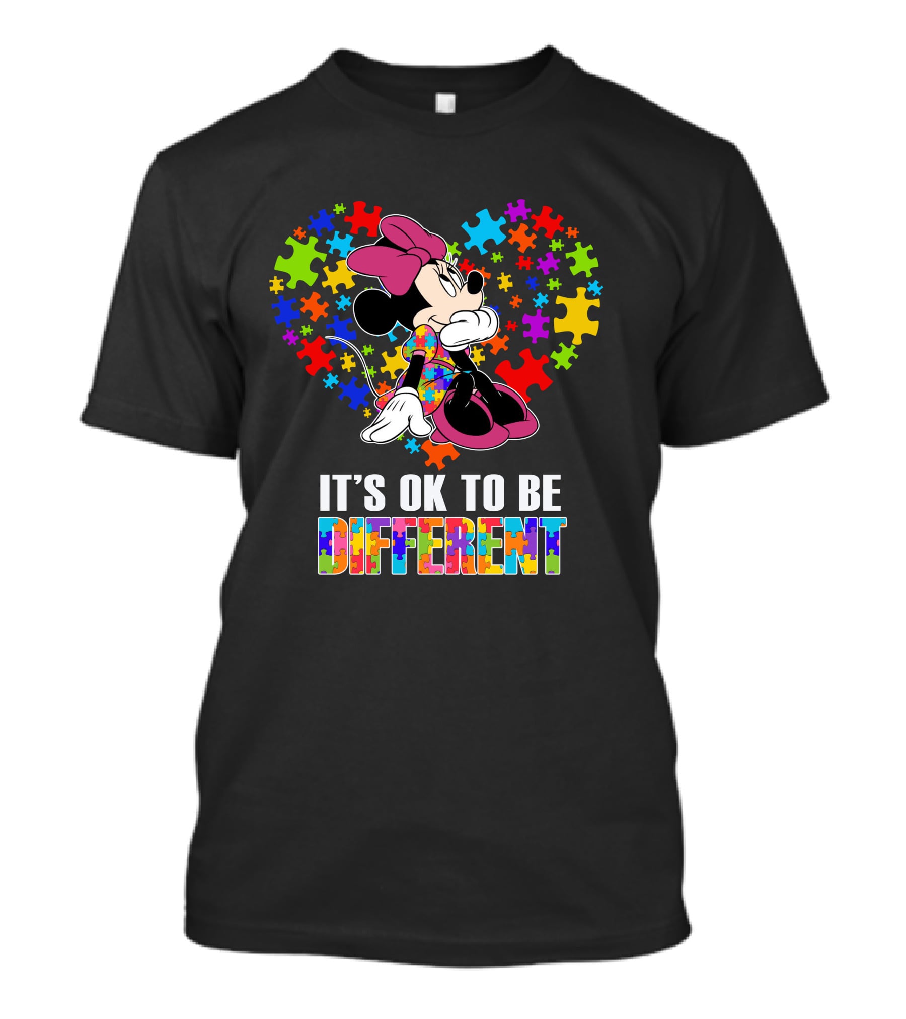 Minnie It's Ok To Be Different Puzzle Heart T-Shirt