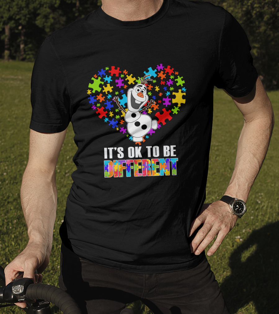 Olaf It's Ok To Be Different Puzzle Heart T-Shirt