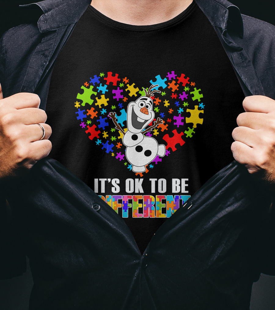 Olaf It's Ok To Be Different Puzzle Heart T-Shirt