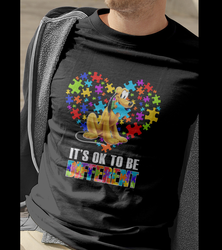 It's Ok To Be Different Pluto Puzzle Heart T-Shirt