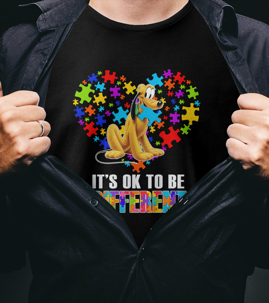 It's Ok To Be Different Pluto Puzzle Heart T-Shirt