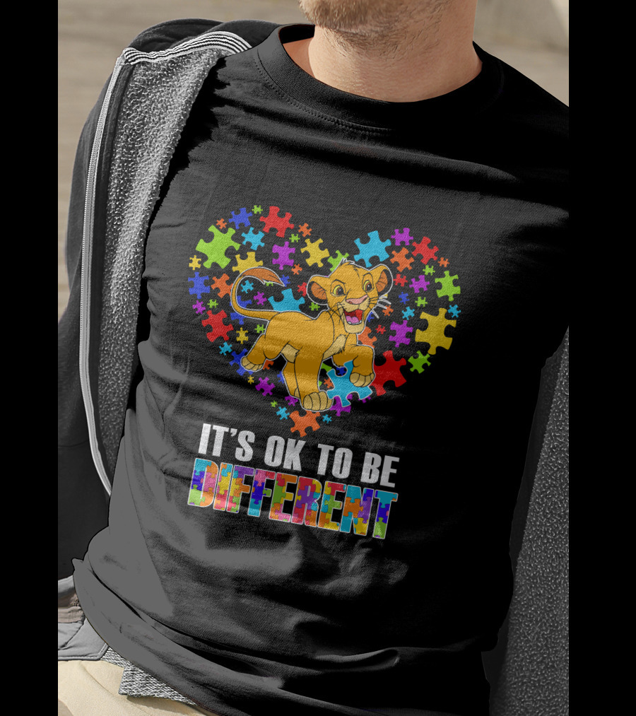 Simba It's Ok To Be Different Puzzle Heart T-Shirt