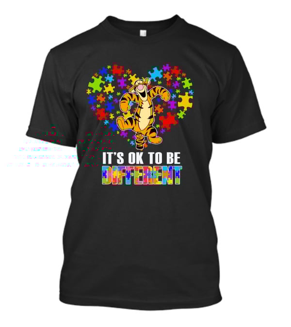 Tigger It's Ok To Be Different Puzzle Heart T-Shirt