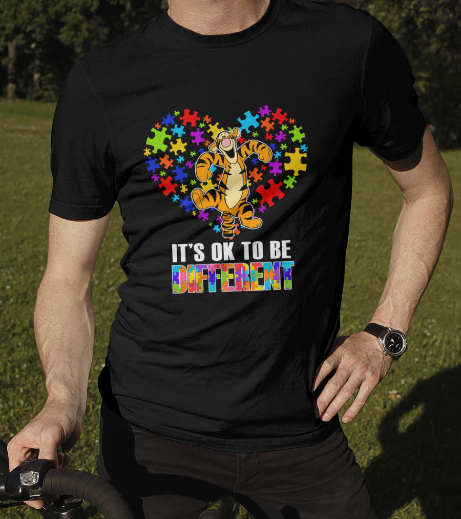 Tigger It's Ok To Be Different Puzzle Heart T-Shirt