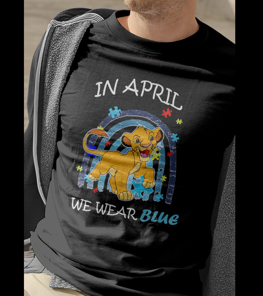 In April We Wear Blue Simba Autism Awareness T-Shirt