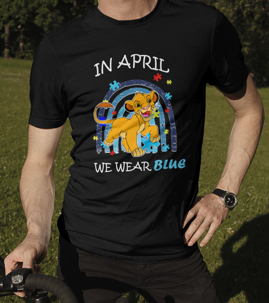 In April We Wear Blue Simba Autism Awareness T-Shirt