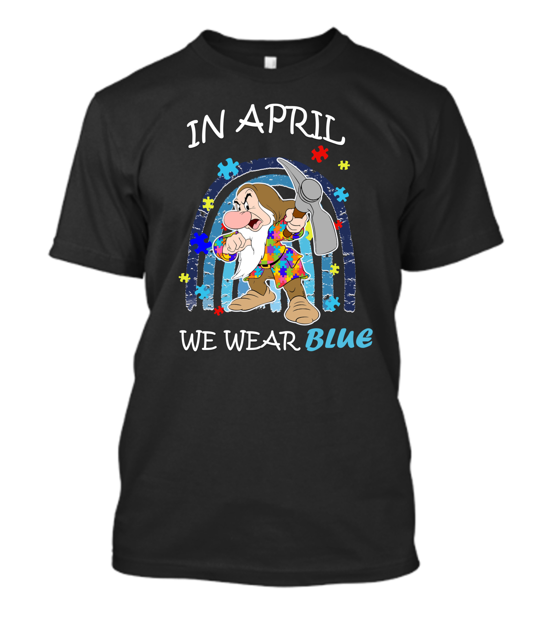 In April We Wear Blue Grumpy Puzzle Pieces T-Shirt