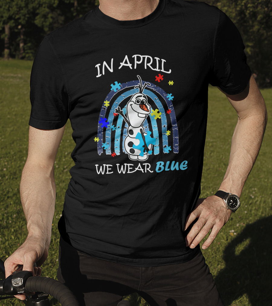 In April We Wear Blue Olaf Puzzle Pieces T-Shirt