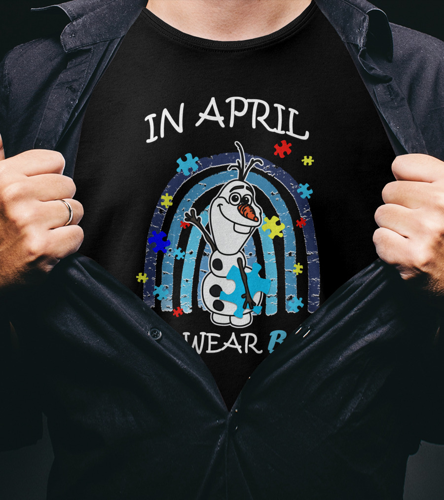 In April We Wear Blue Olaf Puzzle Pieces T-Shirt