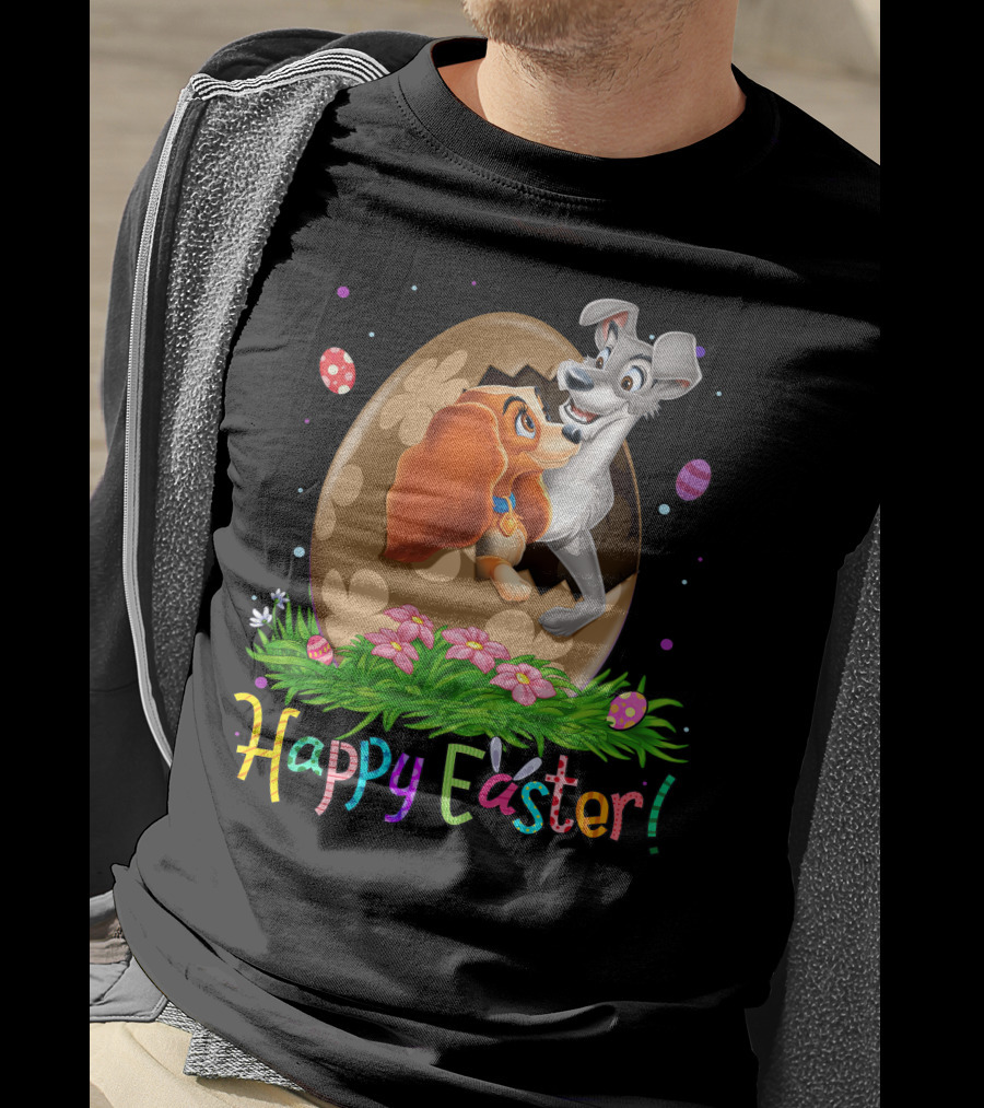 Happy Easter Lady And The Tramp Egg Scene T-Shirt