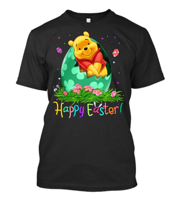Happy Easter Pooh Bear Egg Flowers T-Shirt