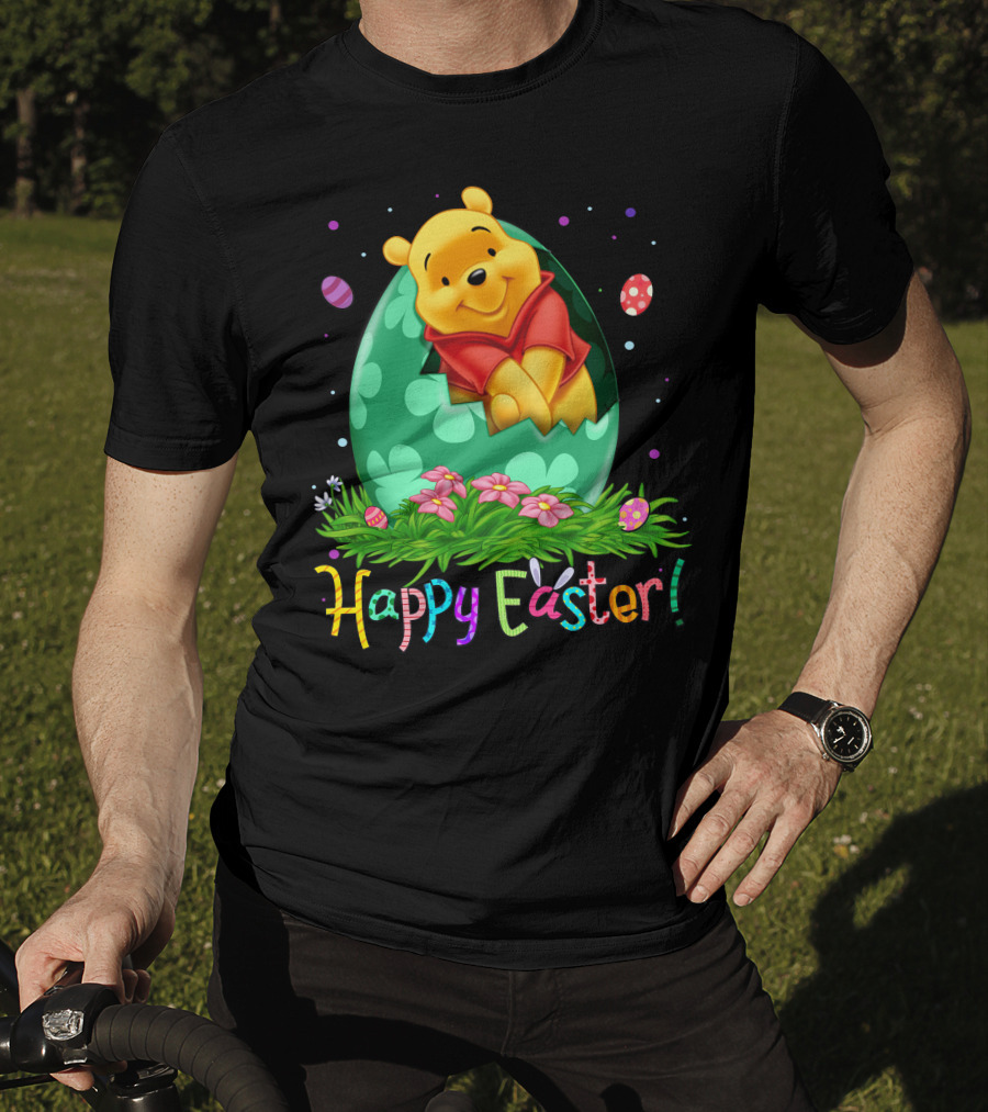 Happy Easter Pooh Bear Egg Flowers T-Shirt