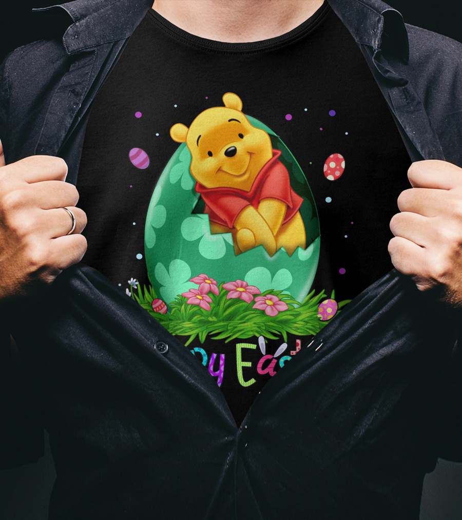 Happy Easter Pooh Bear Egg Flowers T-Shirt