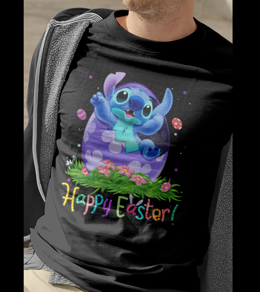 Stitch Happy Easter Egg Celebration T-Shirt