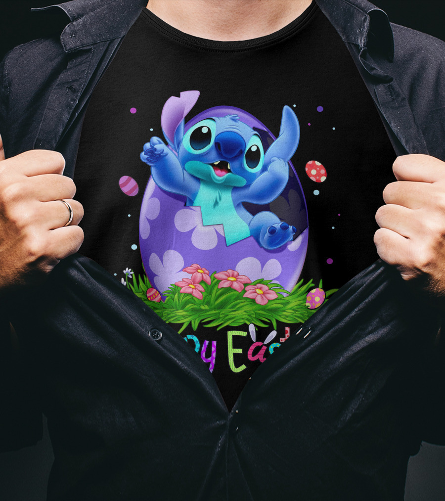Stitch Happy Easter Egg Celebration T-Shirt