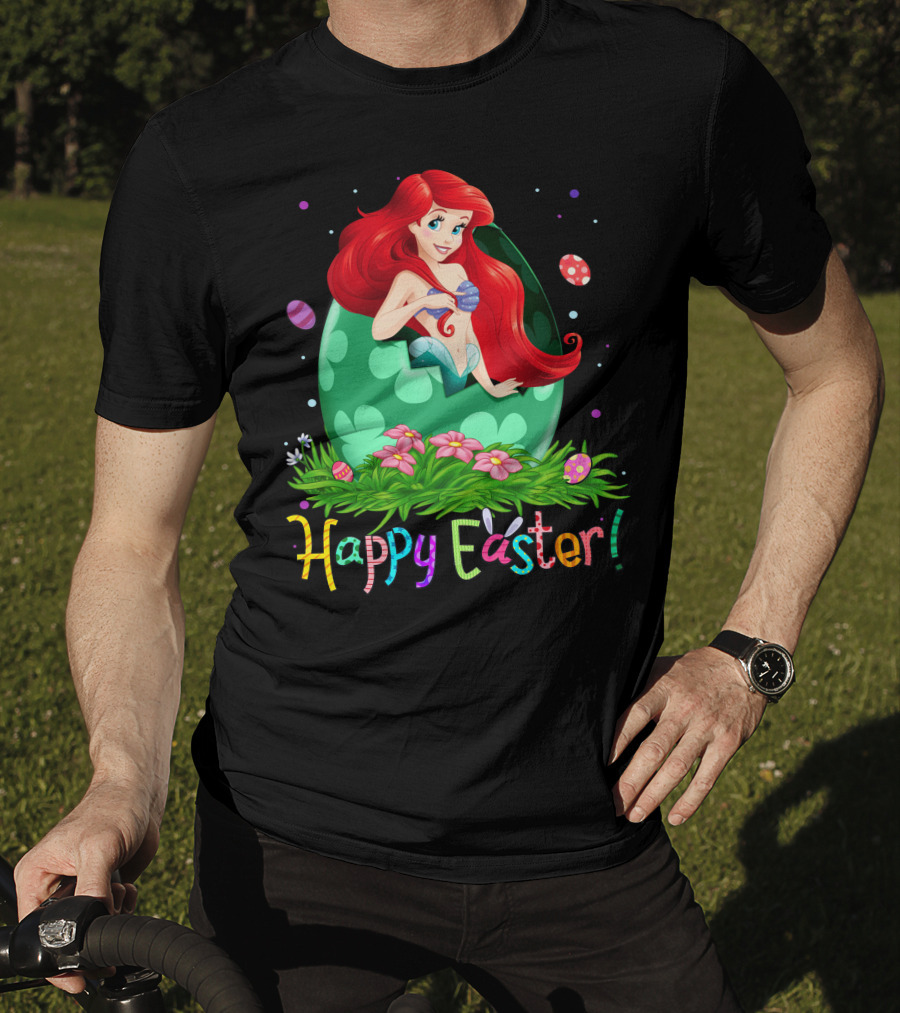 Happy Easter Ariel Egg And Flowers T-Shirt