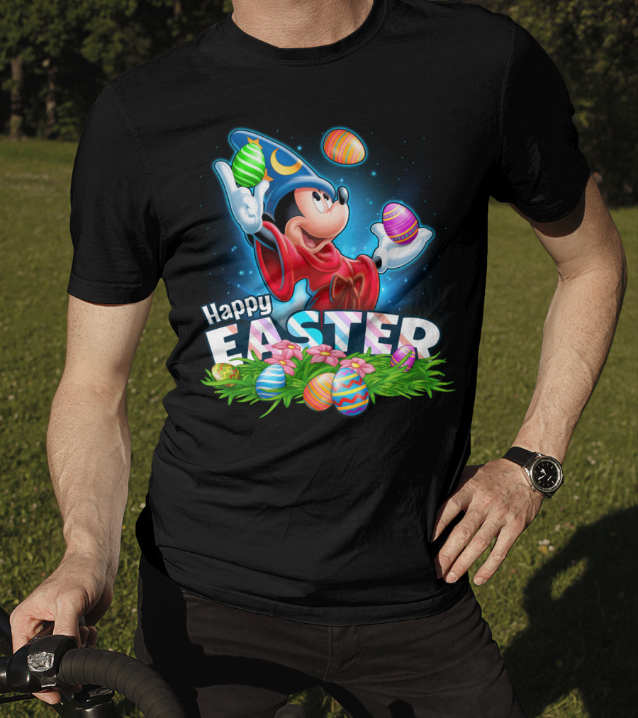 Fantasia Mickey Mouse Sorcerer Hat Juggling Easter Eggs Happy Easter T-Shirt