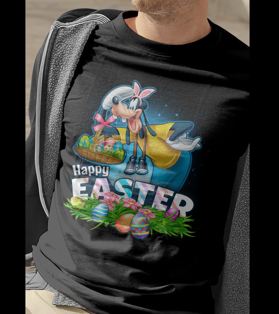 Goofy Happy Easter Basket Of Eggs T-Shirt