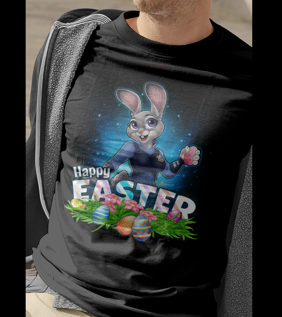 Happy Easter Judy Hopps With Colorful Easter Eggs T-Shirt