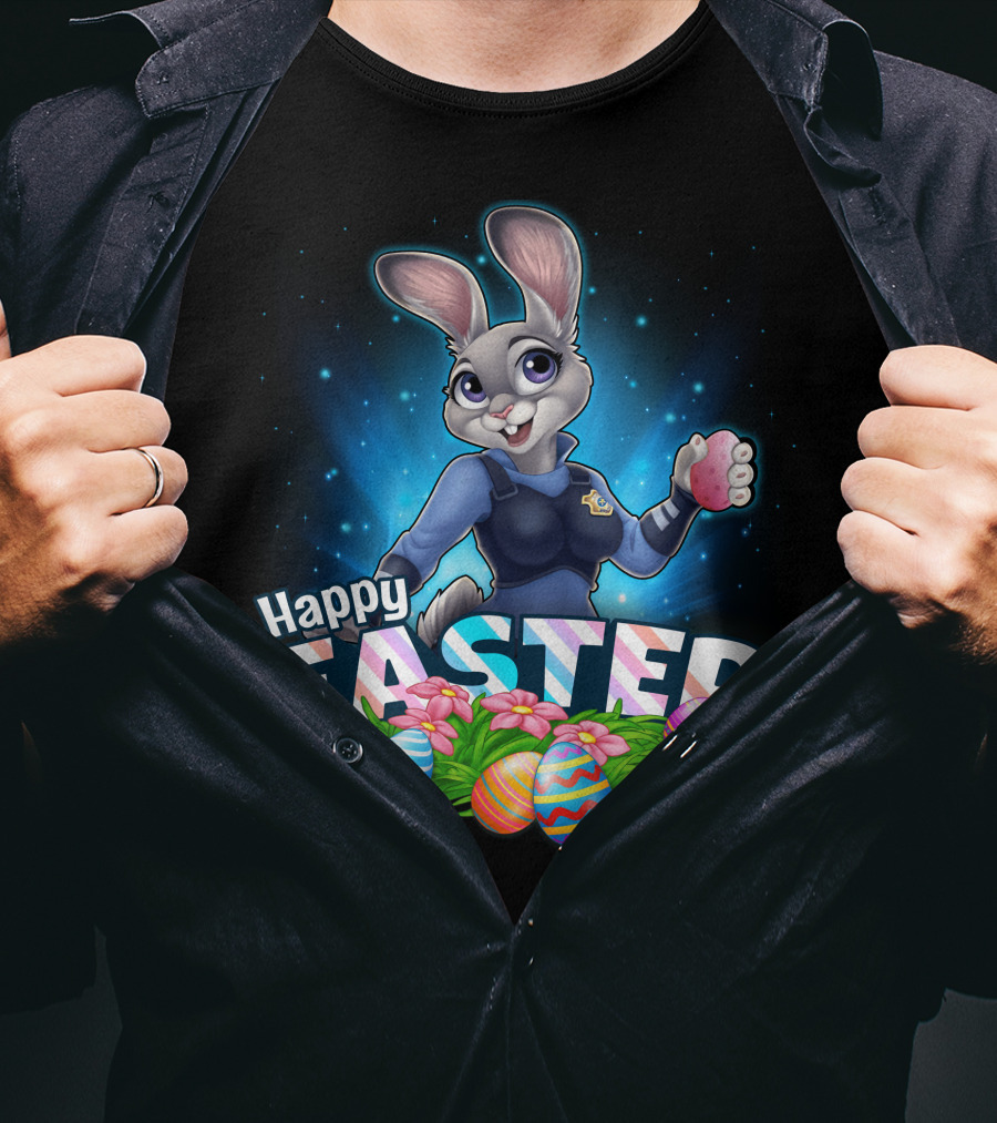 Happy Easter Judy Hopps With Colorful Easter Eggs T-Shirt