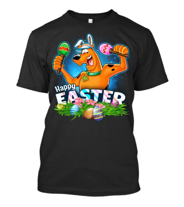 Scooby Doo Celebrates Happy Easter With Colorful Eggs And Maracas T-Shirt