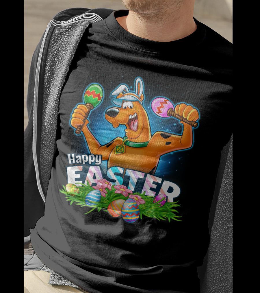 Scooby Doo Celebrates Happy Easter With Colorful Eggs And Maracas T-Shirt