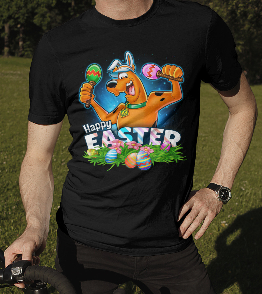 Scooby Doo Celebrates Happy Easter With Colorful Eggs And Maracas T-Shirt
