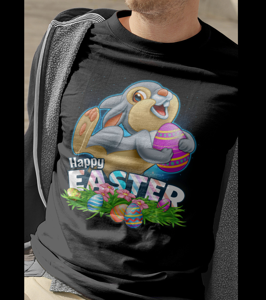 THUMPER Happy Easter Colorful Eggs And Bunny T-Shirt