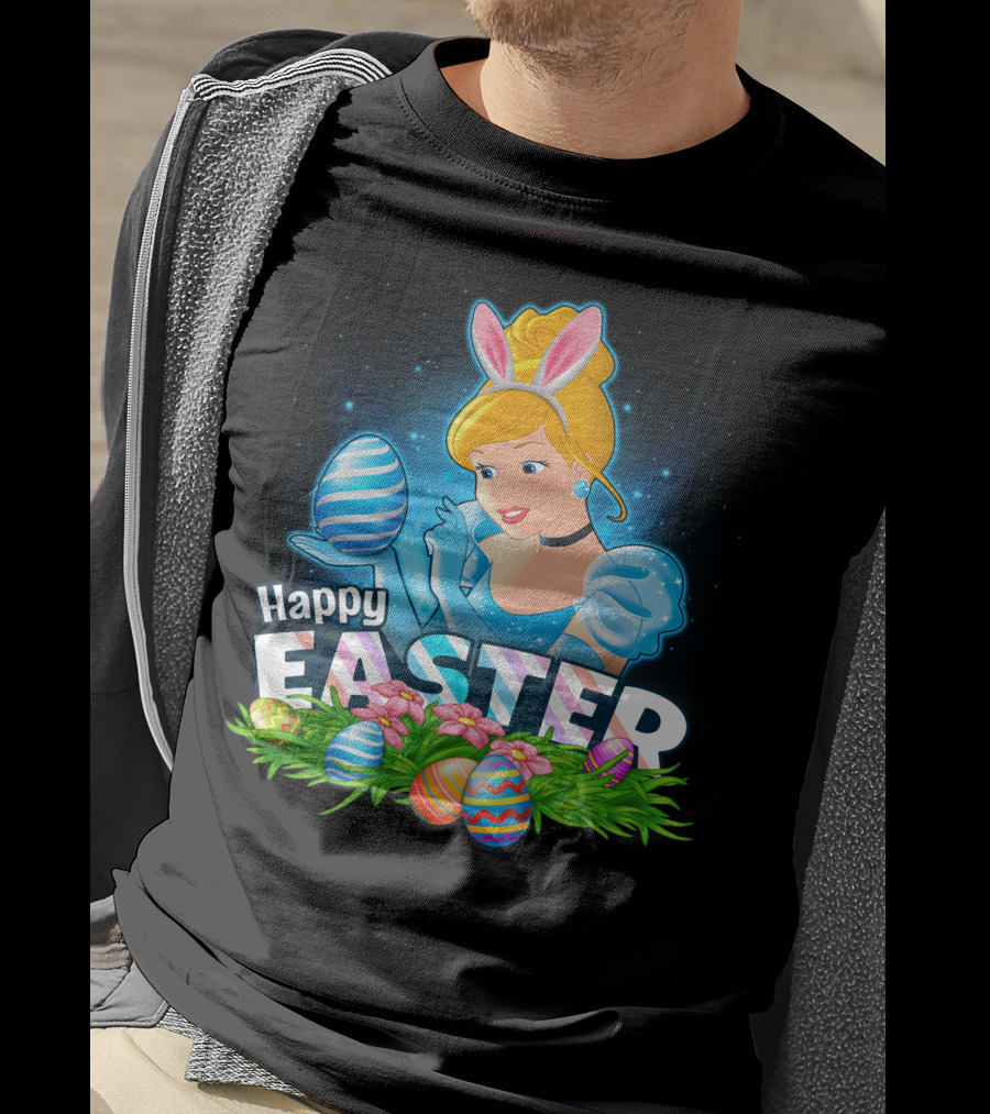 Cinderella Happy Easter Colorful Eggs And Bunny Ears T-Shirt
