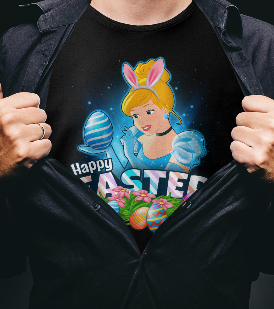 Cinderella Happy Easter Colorful Eggs And Bunny Ears T-Shirt