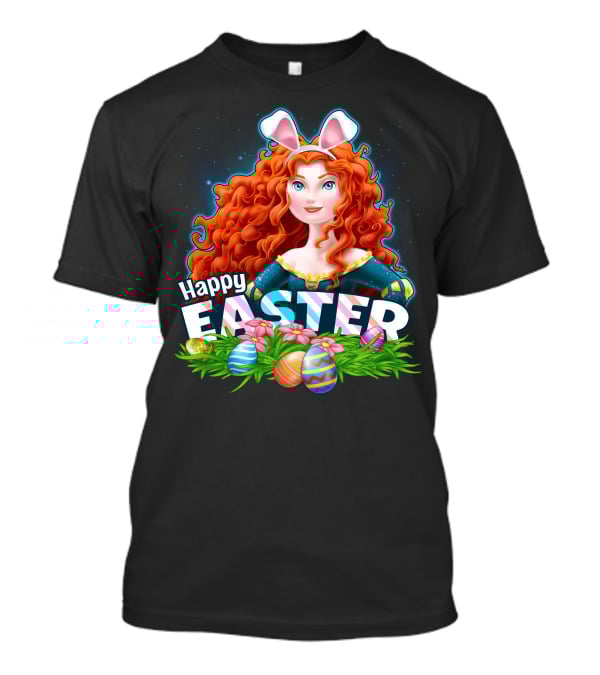 Merida Happy Easter With Bunny Ears And Easter Eggs T-Shirt