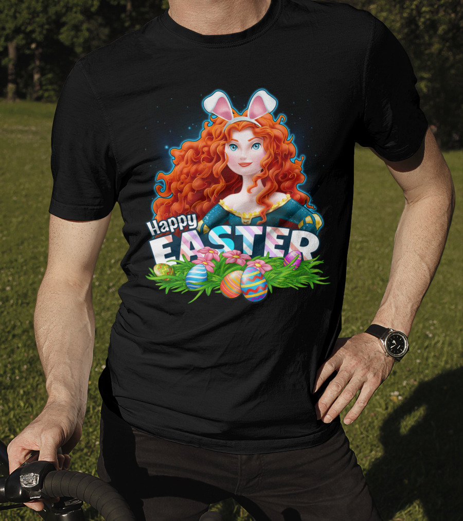 Merida Happy Easter With Bunny Ears And Easter Eggs T-Shirt