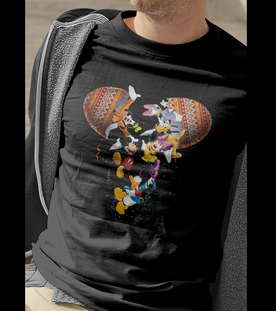 Mickey And Friends Colorful Celebration With Confetti And Patterns T-Shirt