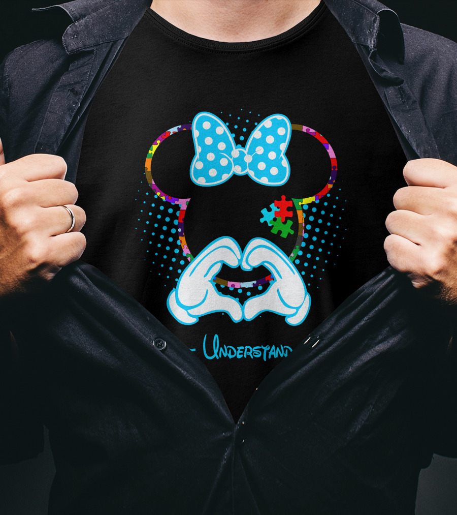 Accept Understand Love Autism Minnie Puzzle Bow T-Shirt