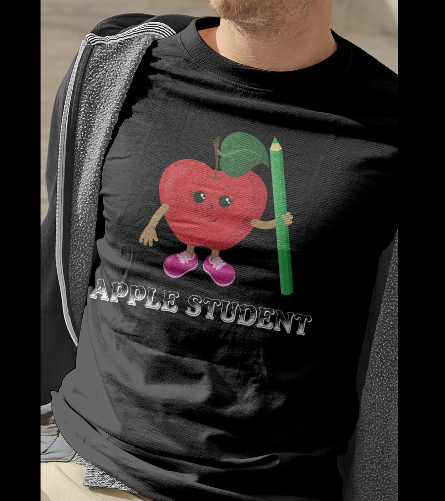 APPLE STUDENT Apple Character With Pencil T-Shirt