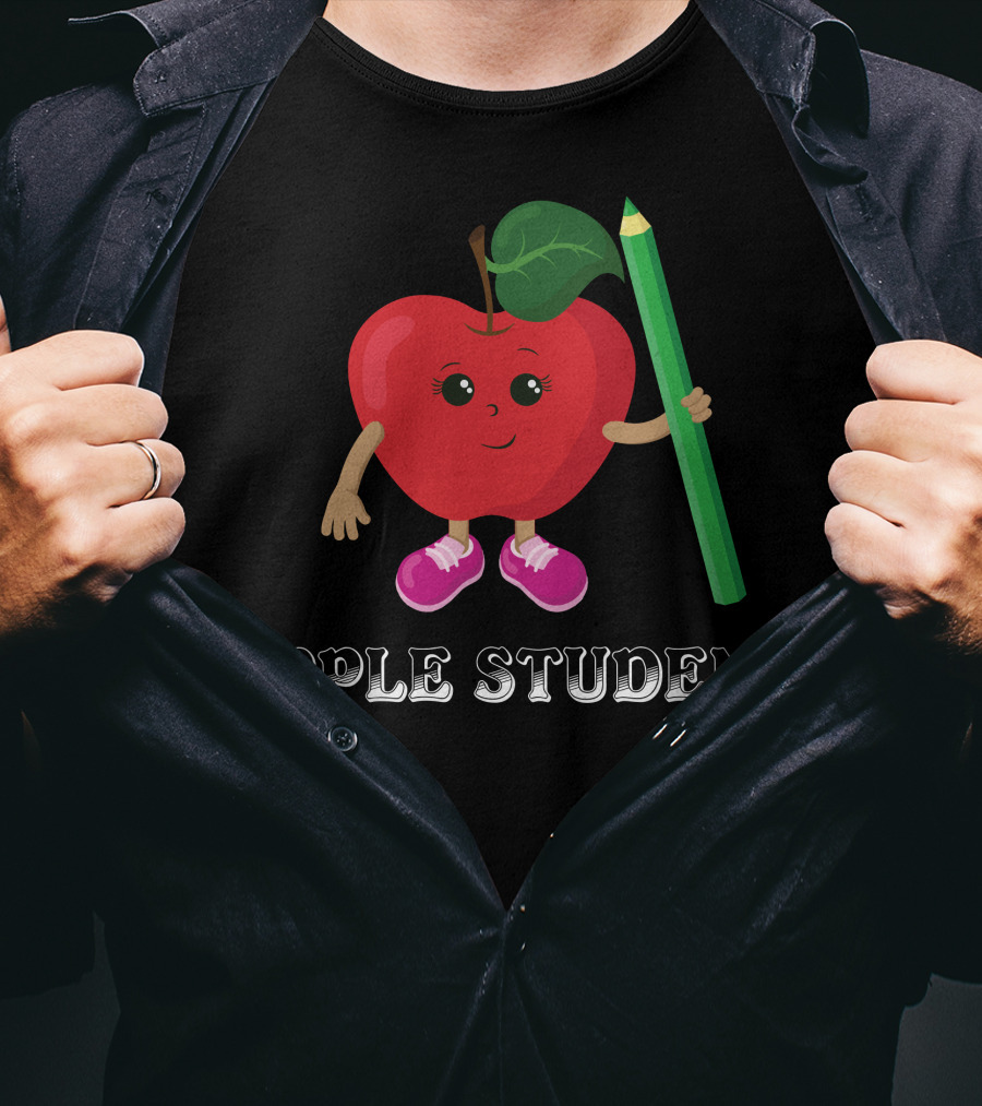 APPLE STUDENT Apple Character With Pencil T-Shirt