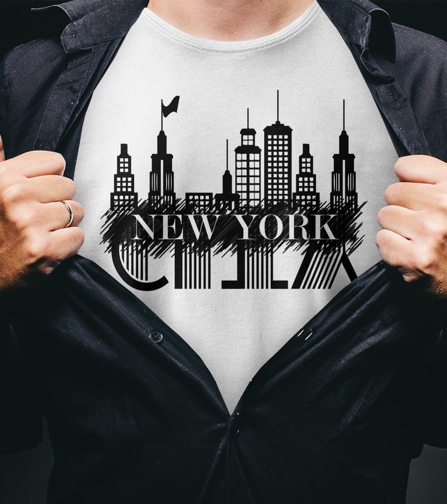 NEW YORK CITY Skyline Architecture Illustration With Skyscrapers T-Shirt